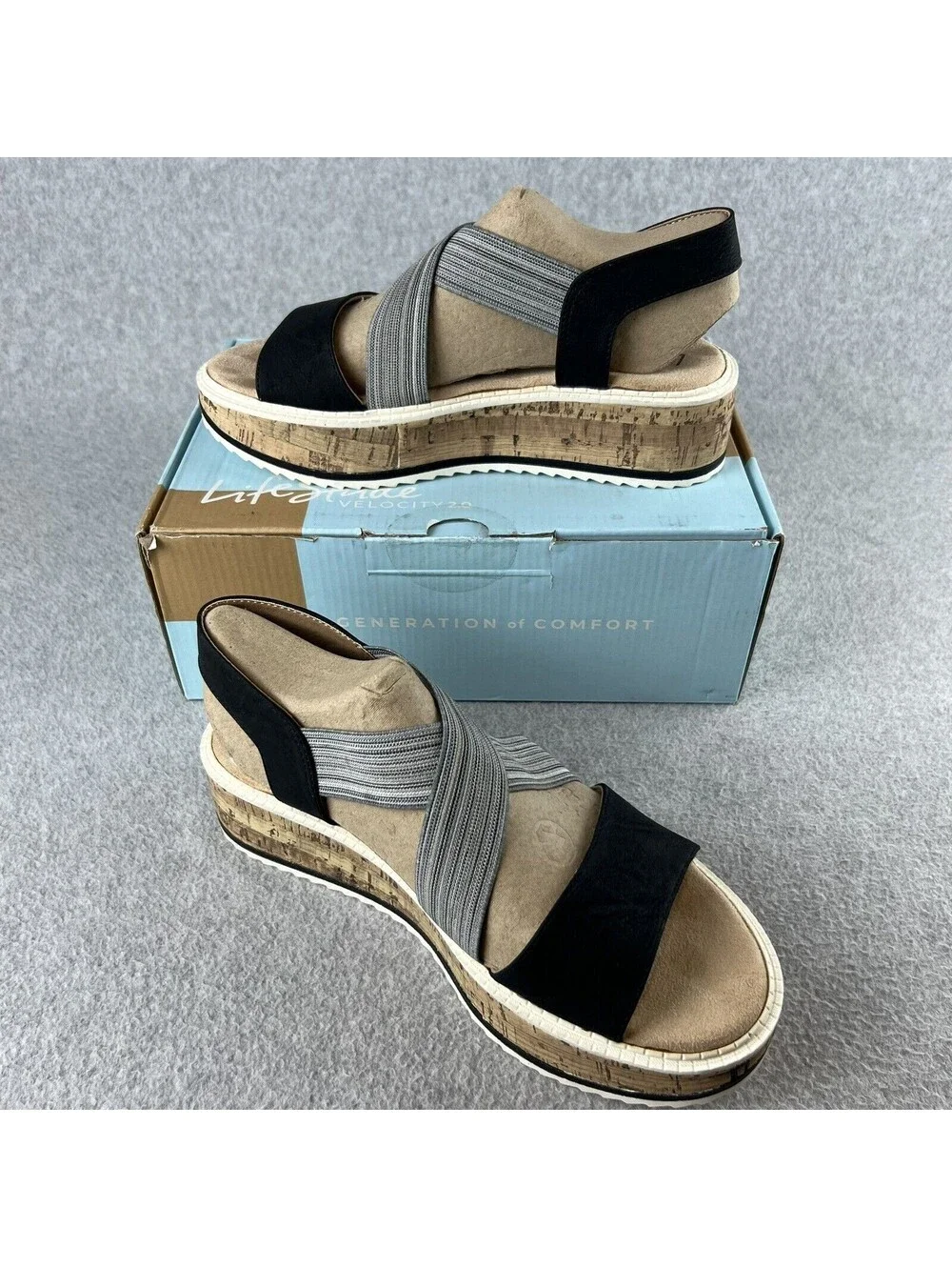 lifeStride Womens Platform Strap Sandals Size 8.5 Casual Flats Beach Vaca